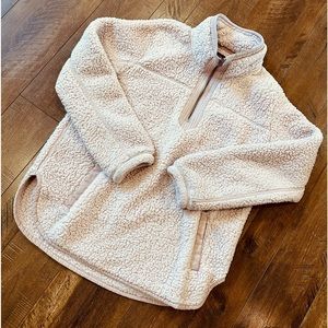 A&F ABERCROMBIE & FITCH Soft AF Sherpa Half-Zip Sweater XL Light Pink